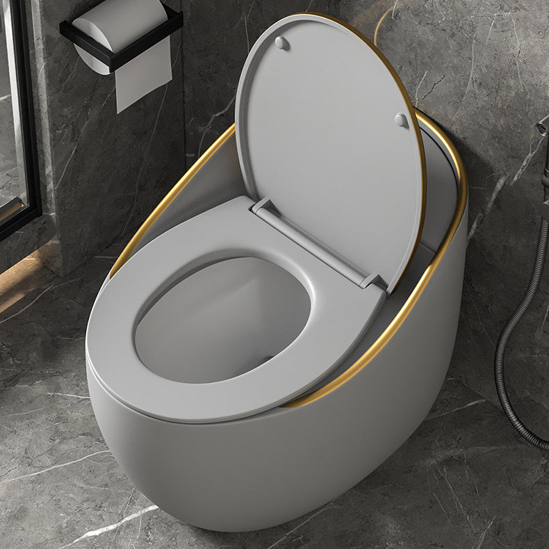 Concealed Tank Flush Toilet Modern One-Piece Toilet with Slow Close Seat Grey Gold 16" Clearhalo 'Bathroom Remodel & Bathroom Fixtures' 'Home Improvement' 'home_improvement' 'home_improvement_toilets' 'Toilets & Bidets' 'Toilets' 6274796