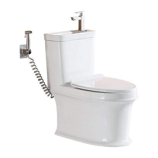 Siphon Jet Flush Toilet Modern One-Piece Toilet with Slow Close Seat Clearhalo 'Bathroom Remodel & Bathroom Fixtures' 'Home Improvement' 'home_improvement' 'home_improvement_toilets' 'Toilets & Bidets' 'Toilets' 6274819