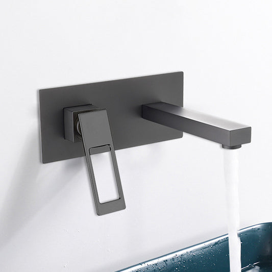 Two Hole Wall Mounted Bathroom Faucet Cubic Modern Design Faucet Clearhalo 'Bathroom Remodel & Bathroom Fixtures' 'Bathroom Sink Faucets' 'Bathroom Sinks & Faucet Components' 'bathroom_sink_faucets' 'Home Improvement' 'home_improvement' 'home_improvement_bathroom_sink_faucets' 6284652