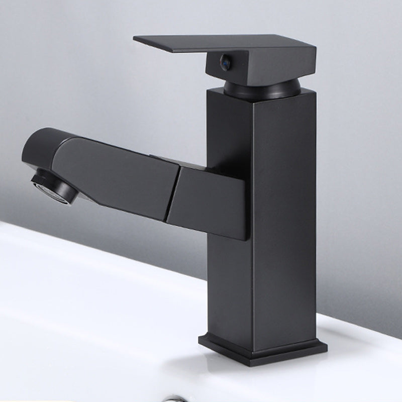 Modern Sink Faucet Solid Color Metal Vessel Sink Bathroom Faucet Black Square Clearhalo 'Bathroom Remodel & Bathroom Fixtures' 'Bathroom Sink Faucets' 'Bathroom Sinks & Faucet Components' 'bathroom_sink_faucets' 'Home Improvement' 'home_improvement' 'home_improvement_bathroom_sink_faucets' 6284664