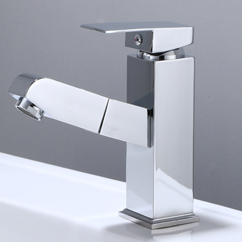 Modern Sink Faucet Solid Color Metal Vessel Sink Bathroom Faucet Silver Square Clearhalo 'Bathroom Remodel & Bathroom Fixtures' 'Bathroom Sink Faucets' 'Bathroom Sinks & Faucet Components' 'bathroom_sink_faucets' 'Home Improvement' 'home_improvement' 'home_improvement_bathroom_sink_faucets' 6284665