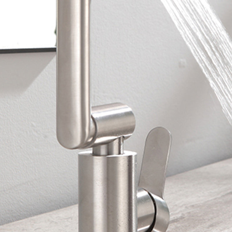 Swivel Spout Bathroom Faucet Single Hole Bathroom Sink Faucet with Lever Handle Clearhalo 'Bathroom Remodel & Bathroom Fixtures' 'Bathroom Sink Faucets' 'Bathroom Sinks & Faucet Components' 'bathroom_sink_faucets' 'Home Improvement' 'home_improvement' 'home_improvement_bathroom_sink_faucets' 6284706