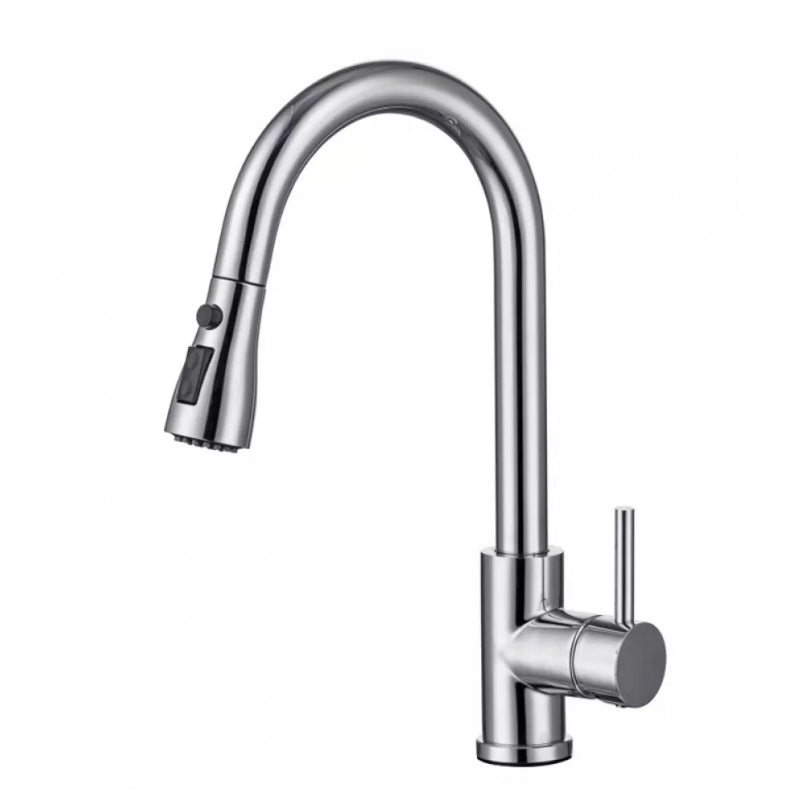 Modern Style Retractable Vessel Faucet Single Handle Stainless Steel Vessel Faucet Chrome Clearhalo 'Bathroom Remodel & Bathroom Fixtures' 'Bathroom Sink Faucets' 'Bathroom Sinks & Faucet Components' 'bathroom_sink_faucets' 'Home Improvement' 'home_improvement' 'home_improvement_bathroom_sink_faucets' 6284746