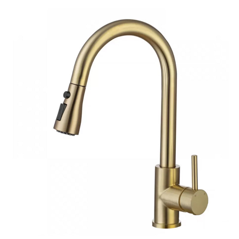 Modern Style Retractable Vessel Faucet Single Handle Stainless Steel Vessel Faucet Gold Clearhalo 'Bathroom Remodel & Bathroom Fixtures' 'Bathroom Sink Faucets' 'Bathroom Sinks & Faucet Components' 'bathroom_sink_faucets' 'Home Improvement' 'home_improvement' 'home_improvement_bathroom_sink_faucets' 6284748