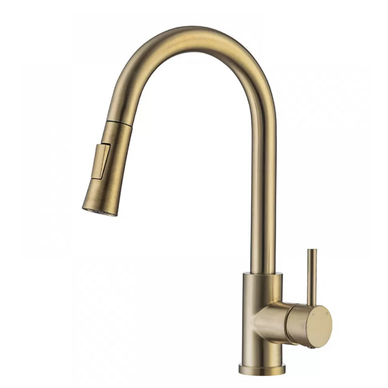 Modern Style Retractable Vessel Faucet Single Handle Stainless Steel Vessel Faucet Rose Gold Clearhalo 'Bathroom Remodel & Bathroom Fixtures' 'Bathroom Sink Faucets' 'Bathroom Sinks & Faucet Components' 'bathroom_sink_faucets' 'Home Improvement' 'home_improvement' 'home_improvement_bathroom_sink_faucets' 6284750