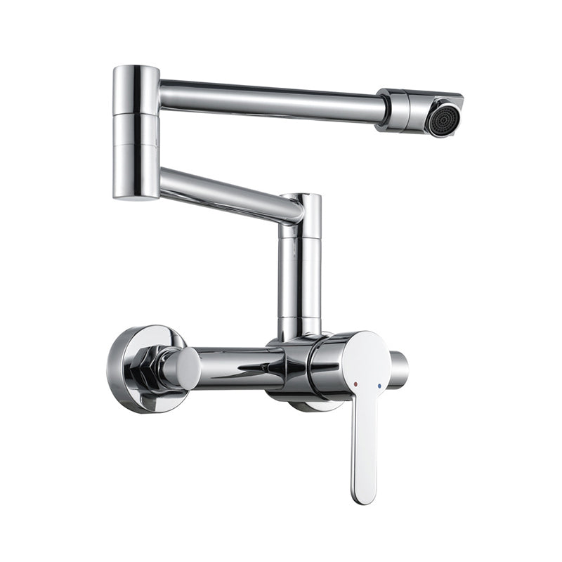 Modern Wall Mounted Pot Filler Faucet in Chrome Kitchen Faucet with Single Level Nickel Clearhalo 'Home Improvement' 'home_improvement' 'home_improvement_kitchen_faucets' 'Kitchen Faucets' 'Kitchen Remodel & Kitchen Fixtures' 'Kitchen Sinks & Faucet Components' 'kitchen_faucets' 6284762