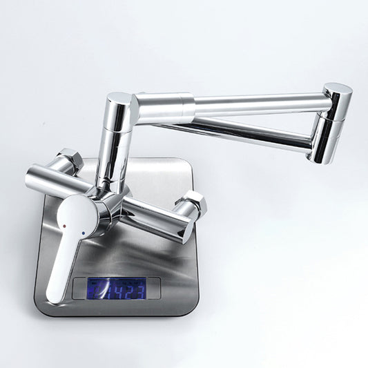 Modern Wall Mounted Pot Filler Faucet in Chrome Kitchen Faucet with Single Level Clearhalo 'Home Improvement' 'home_improvement' 'home_improvement_kitchen_faucets' 'Kitchen Faucets' 'Kitchen Remodel & Kitchen Fixtures' 'Kitchen Sinks & Faucet Components' 'kitchen_faucets' 6284766