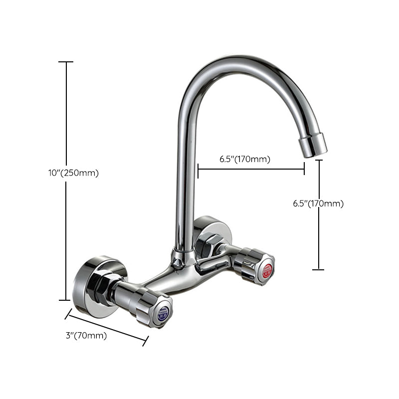 Brass Modern Kitchen Faucet No Sensor 2-Handle Faucet in Nickel Clearhalo 'Home Improvement' 'home_improvement' 'home_improvement_kitchen_faucets' 'Kitchen Faucets' 'Kitchen Remodel & Kitchen Fixtures' 'Kitchen Sinks & Faucet Components' 'kitchen_faucets' 6284779