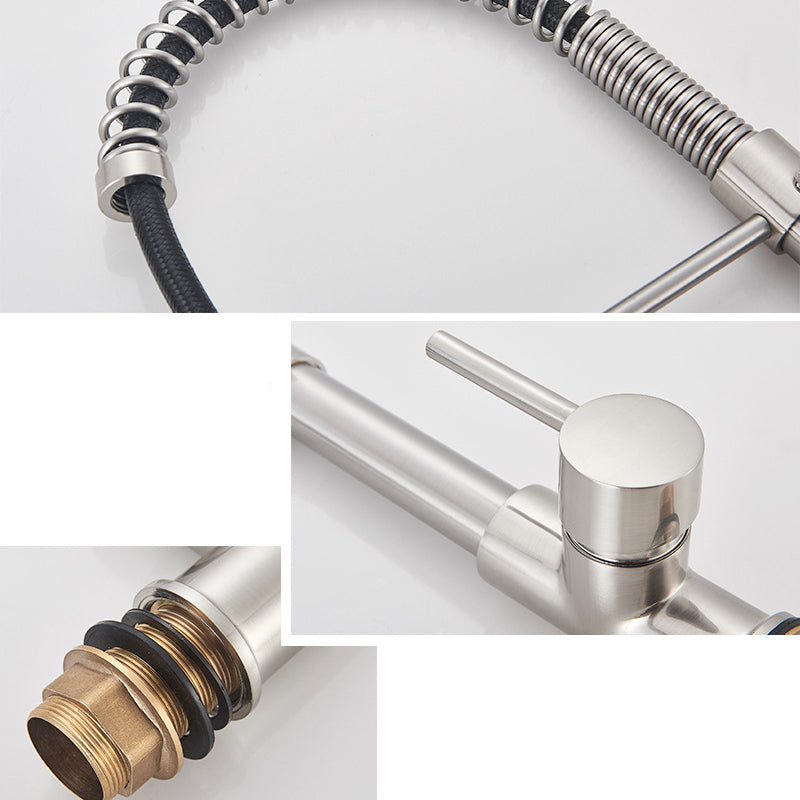 Brass Spring Spout Kitchen Faucet with Single Handle Kitchen Faucet with LED Lighting Clearhalo 'Home Improvement' 'home_improvement' 'home_improvement_kitchen_faucets' 'Kitchen Faucets' 'Kitchen Remodel & Kitchen Fixtures' 'Kitchen Sinks & Faucet Components' 'kitchen_faucets' 6284787