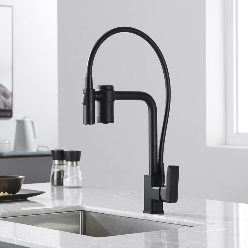 Single Handle Kitchen Faucet with Supply Lines Kitchen Sink Faucet with Pull down Sprayer Black Clearhalo 'Home Improvement' 'home_improvement' 'home_improvement_kitchen_faucets' 'Kitchen Faucets' 'Kitchen Remodel & Kitchen Fixtures' 'Kitchen Sinks & Faucet Components' 'kitchen_faucets' 6284826