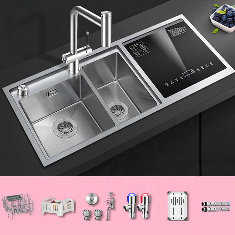 Classic Rectangle Sink Stainless Steel Drop-In Friction Resistant Sink for Kitchen Sink with Faucet Stainless Steel Clearhalo 'Home Improvement' 'home_improvement' 'home_improvement_kitchen_sinks' 'Kitchen Remodel & Kitchen Fixtures' 'Kitchen Sinks & Faucet Components' 'Kitchen Sinks' 'kitchen_sinks' 6284845