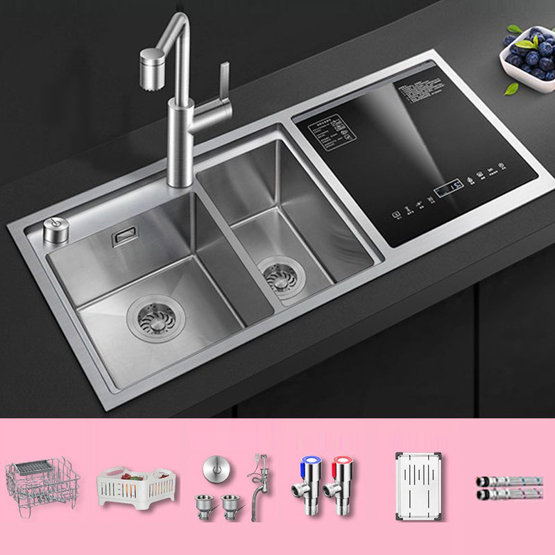 Classic Rectangle Sink Stainless Steel Drop-In Friction Resistant Sink for Kitchen Sink with Faucet Silver Clearhalo 'Home Improvement' 'home_improvement' 'home_improvement_kitchen_sinks' 'Kitchen Remodel & Kitchen Fixtures' 'Kitchen Sinks & Faucet Components' 'Kitchen Sinks' 'kitchen_sinks' 6284849