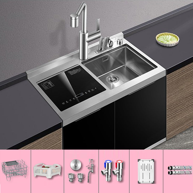Classic Rectangle Kitchen Sink Stainless Steel Drop-In Friction Resistant Kitchen Sink Sink with Faucet Stainless Steel Clearhalo 'Home Improvement' 'home_improvement' 'home_improvement_kitchen_sinks' 'Kitchen Remodel & Kitchen Fixtures' 'Kitchen Sinks & Faucet Components' 'Kitchen Sinks' 'kitchen_sinks' 6284867