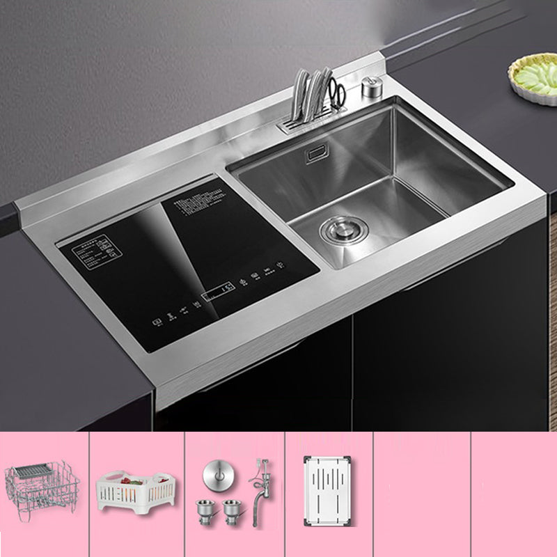Classic Rectangle Kitchen Sink Stainless Steel Drop-In Friction Resistant Kitchen Sink Sink Only Not Available Clearhalo 'Home Improvement' 'home_improvement' 'home_improvement_kitchen_sinks' 'Kitchen Remodel & Kitchen Fixtures' 'Kitchen Sinks & Faucet Components' 'Kitchen Sinks' 'kitchen_sinks' 6284868
