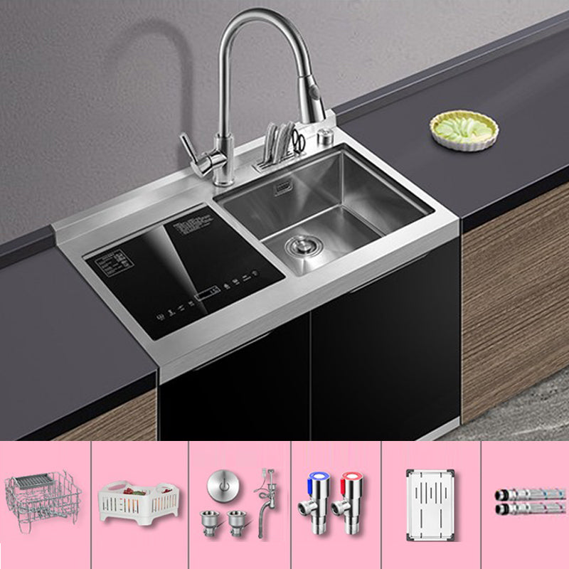 Classic Rectangle Kitchen Sink Stainless Steel Drop-In Friction Resistant Kitchen Sink Sink with Faucet Chrome Clearhalo 'Home Improvement' 'home_improvement' 'home_improvement_kitchen_sinks' 'Kitchen Remodel & Kitchen Fixtures' 'Kitchen Sinks & Faucet Components' 'Kitchen Sinks' 'kitchen_sinks' 6284871