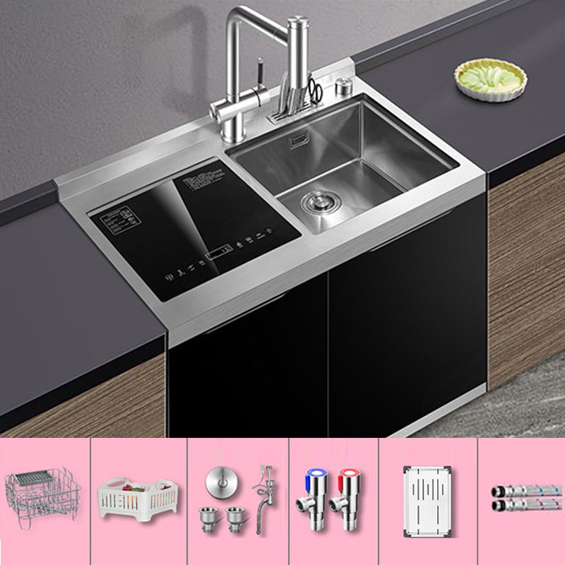 Classic Rectangle Kitchen Sink Stainless Steel Drop-In Friction Resistant Kitchen Sink Sink with Faucet Silver Clearhalo 'Home Improvement' 'home_improvement' 'home_improvement_kitchen_sinks' 'Kitchen Remodel & Kitchen Fixtures' 'Kitchen Sinks & Faucet Components' 'Kitchen Sinks' 'kitchen_sinks' 6284872