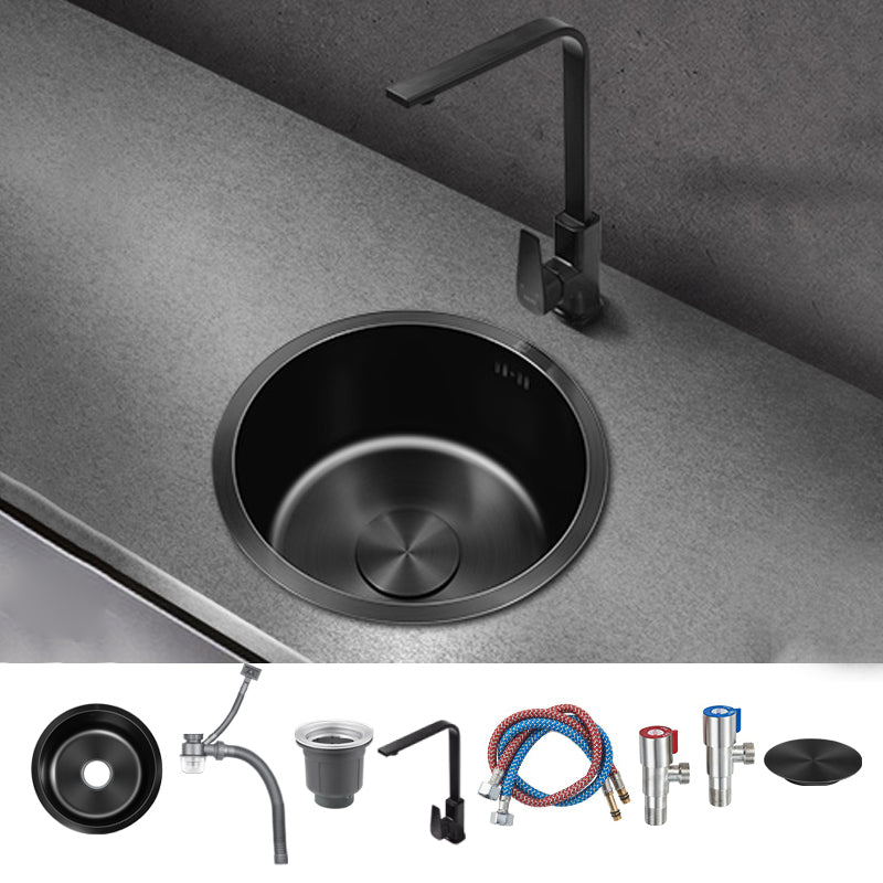 Classic Round Sink Stainless Steel Drop-In Friction Resistant Round Sink for Kitchen Sink with Faucet Square Faucet Clearhalo 'Home Improvement' 'home_improvement' 'home_improvement_kitchen_sinks' 'Kitchen Remodel & Kitchen Fixtures' 'Kitchen Sinks & Faucet Components' 'Kitchen Sinks' 'kitchen_sinks' 6284893