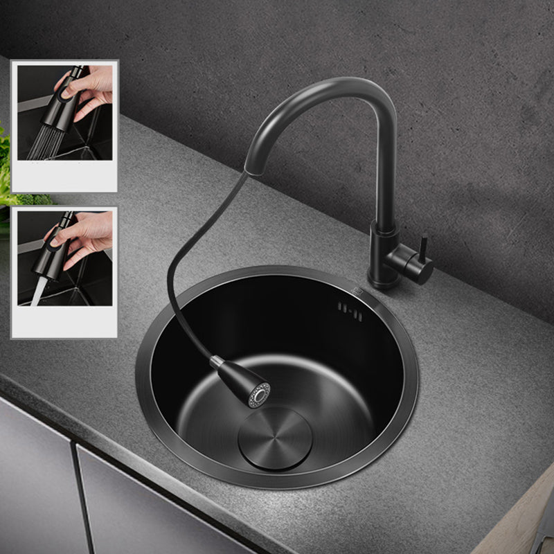 Classic Round Sink Stainless Steel Drop-In Friction Resistant Round Sink for Kitchen Clearhalo 'Home Improvement' 'home_improvement' 'home_improvement_kitchen_sinks' 'Kitchen Remodel & Kitchen Fixtures' 'Kitchen Sinks & Faucet Components' 'Kitchen Sinks' 'kitchen_sinks' 6284905
