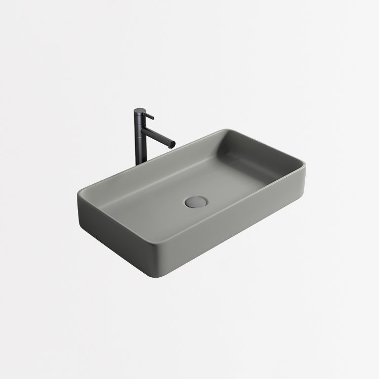 Contemporary Bathroom Sink Porcelain Rectangular Vessel Lavatory Sink with Pop-Up Drain Clearhalo 'Bathroom Remodel & Bathroom Fixtures' 'Bathroom Sinks & Faucet Components' 'Bathroom Sinks' 'bathroom_sink' 'Home Improvement' 'home_improvement' 'home_improvement_bathroom_sink' 6284966