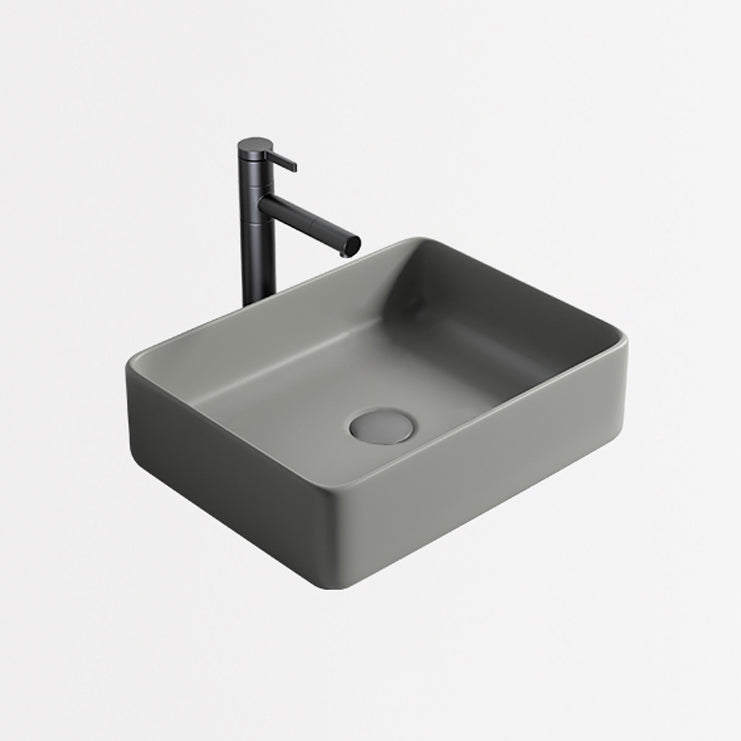 Contemporary Bathroom Sink Porcelain Rectangular Vessel Lavatory Sink with Pop-Up Drain Clearhalo 'Bathroom Remodel & Bathroom Fixtures' 'Bathroom Sinks & Faucet Components' 'Bathroom Sinks' 'bathroom_sink' 'Home Improvement' 'home_improvement' 'home_improvement_bathroom_sink' 6284968