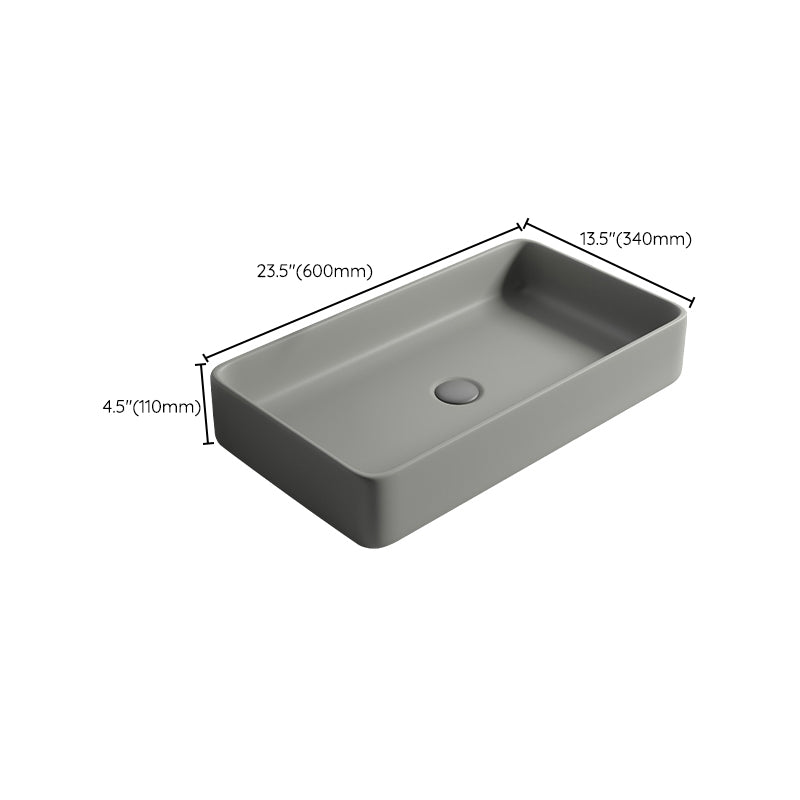 Contemporary Bathroom Sink Porcelain Rectangular Vessel Lavatory Sink with Pop-Up Drain Clearhalo 'Bathroom Remodel & Bathroom Fixtures' 'Bathroom Sinks & Faucet Components' 'Bathroom Sinks' 'bathroom_sink' 'Home Improvement' 'home_improvement' 'home_improvement_bathroom_sink' 6284977