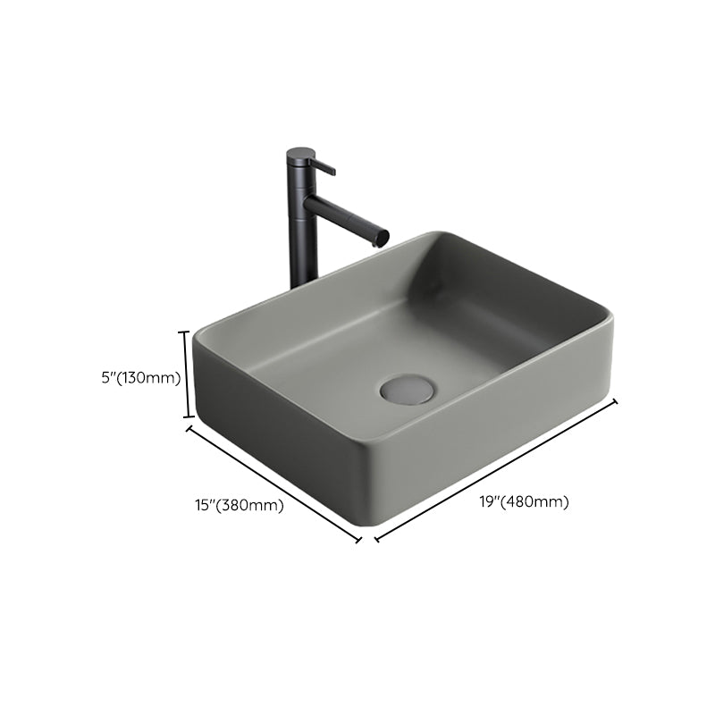 Contemporary Bathroom Sink Porcelain Rectangular Vessel Lavatory Sink with Pop-Up Drain Clearhalo 'Bathroom Remodel & Bathroom Fixtures' 'Bathroom Sinks & Faucet Components' 'Bathroom Sinks' 'bathroom_sink' 'Home Improvement' 'home_improvement' 'home_improvement_bathroom_sink' 6284979