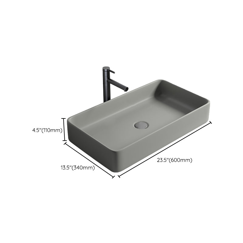 Contemporary Bathroom Sink Porcelain Rectangular Vessel Lavatory Sink with Pop-Up Drain Clearhalo 'Bathroom Remodel & Bathroom Fixtures' 'Bathroom Sinks & Faucet Components' 'Bathroom Sinks' 'bathroom_sink' 'Home Improvement' 'home_improvement' 'home_improvement_bathroom_sink' 6284980