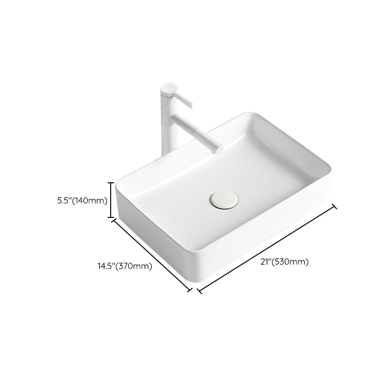 Modern Bathroom Sink Porcelain Rectangular Vessel Bathroom Sink with Pop-Up Drain Clearhalo 'Bathroom Remodel & Bathroom Fixtures' 'Bathroom Sinks & Faucet Components' 'Bathroom Sinks' 'bathroom_sink' 'Home Improvement' 'home_improvement' 'home_improvement_bathroom_sink' 6285056