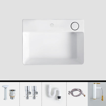 Modern Bathroom Sink Porcelain Rectangular Vessel Lavatory Sink with Pop-Up Drain White Washboard not Included Sink with Faucet Clearhalo 'Bathroom Remodel & Bathroom Fixtures' 'Bathroom Sinks & Faucet Components' 'Bathroom Sinks' 'bathroom_sink' 'Home Improvement' 'home_improvement' 'home_improvement_bathroom_sink' 6285065