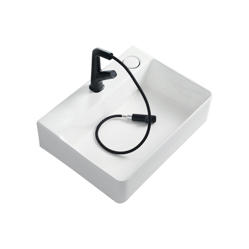 Modern Bathroom Sink Porcelain Rectangular Vessel Lavatory Sink with Pop-Up Drain Clearhalo 'Bathroom Remodel & Bathroom Fixtures' 'Bathroom Sinks & Faucet Components' 'Bathroom Sinks' 'bathroom_sink' 'Home Improvement' 'home_improvement' 'home_improvement_bathroom_sink' 6285066