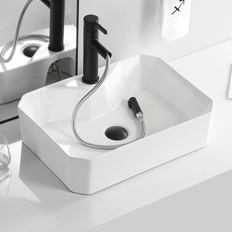 Contemporary Bathroom Sink Porcelain Solid Color Rectangular Vessel Bathroom Sink Clearhalo 'Bathroom Remodel & Bathroom Fixtures' 'Bathroom Sinks & Faucet Components' 'Bathroom Sinks' 'bathroom_sink' 'Home Improvement' 'home_improvement' 'home_improvement_bathroom_sink' 6285085