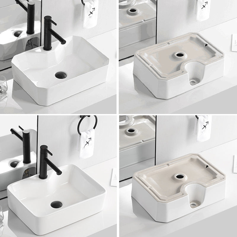 Contemporary Bathroom Sink Porcelain Solid Color Rectangular Vessel Bathroom Sink Clearhalo 'Bathroom Remodel & Bathroom Fixtures' 'Bathroom Sinks & Faucet Components' 'Bathroom Sinks' 'bathroom_sink' 'Home Improvement' 'home_improvement' 'home_improvement_bathroom_sink' 6285098