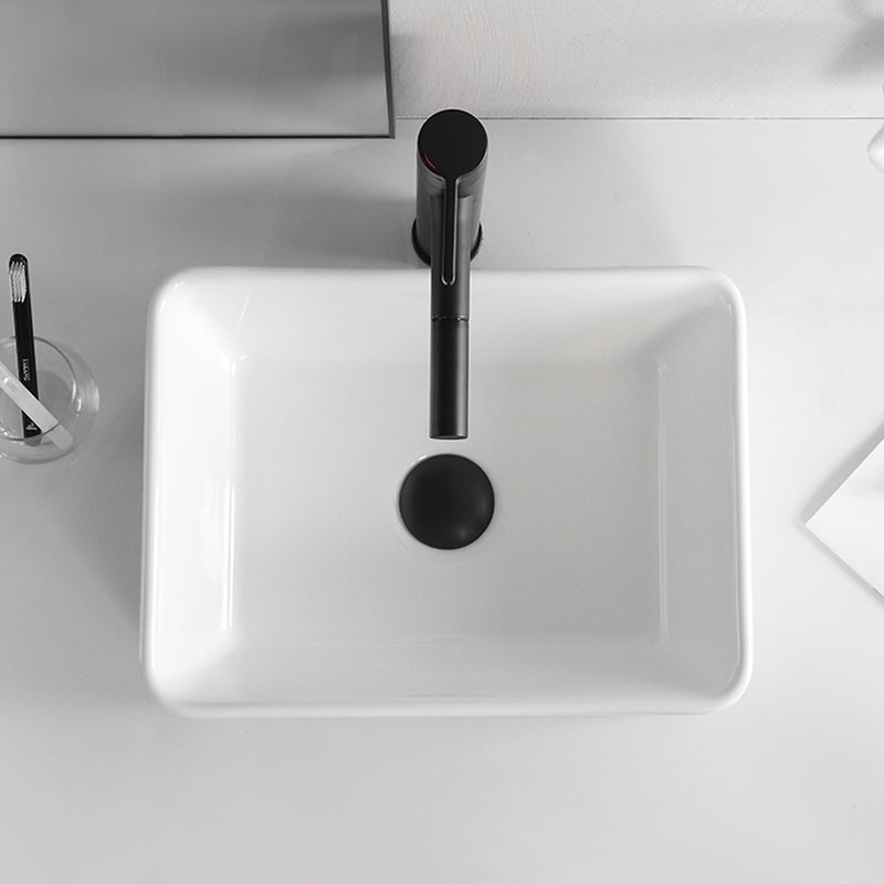 Contemporary Bathroom Sink Porcelain Solid Color Rectangular Vessel Bathroom Sink Clearhalo 'Bathroom Remodel & Bathroom Fixtures' 'Bathroom Sinks & Faucet Components' 'Bathroom Sinks' 'bathroom_sink' 'Home Improvement' 'home_improvement' 'home_improvement_bathroom_sink' 6285100