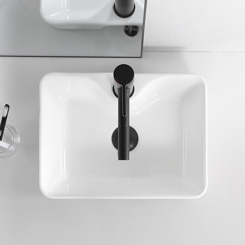 Contemporary Bathroom Sink Porcelain Solid Color Rectangular Vessel Bathroom Sink Clearhalo 'Bathroom Remodel & Bathroom Fixtures' 'Bathroom Sinks & Faucet Components' 'Bathroom Sinks' 'bathroom_sink' 'Home Improvement' 'home_improvement' 'home_improvement_bathroom_sink' 6285102