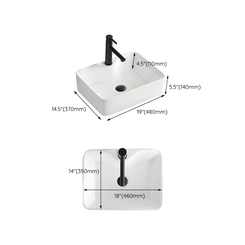 Contemporary Bathroom Sink Porcelain Solid Color Rectangular Vessel Bathroom Sink Clearhalo 'Bathroom Remodel & Bathroom Fixtures' 'Bathroom Sinks & Faucet Components' 'Bathroom Sinks' 'bathroom_sink' 'Home Improvement' 'home_improvement' 'home_improvement_bathroom_sink' 6285104
