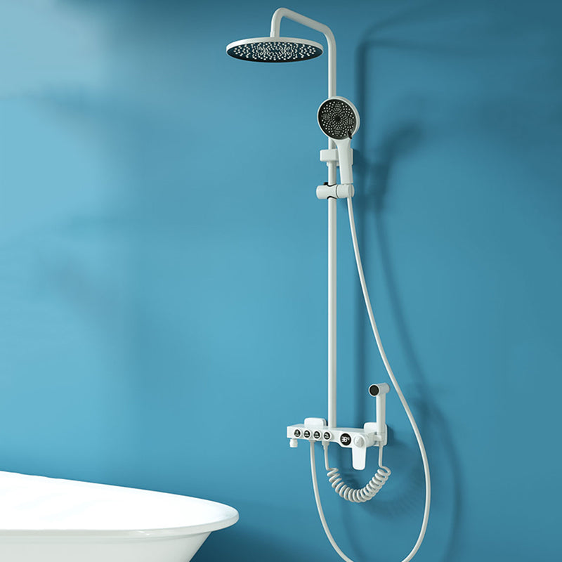 Modern Pressure Balanced Diverter Valve Shower Faucet Adjustable Shower System on Wall Clearhalo 'Bathroom Remodel & Bathroom Fixtures' 'Home Improvement' 'home_improvement' 'home_improvement_shower_faucets' 'Shower Faucets & Systems' 'shower_faucets' 'Showers & Bathtubs Plumbing' 'Showers & Bathtubs' 6285160