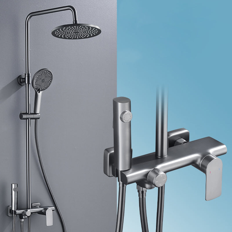 Wall Mounted Modern Square Metal Shower Adjustable Shower Head Shower Faucet Clearhalo 'Bathroom Remodel & Bathroom Fixtures' 'Home Improvement' 'home_improvement' 'home_improvement_shower_faucets' 'Shower Faucets & Systems' 'shower_faucets' 'Showers & Bathtubs Plumbing' 'Showers & Bathtubs' 6285172