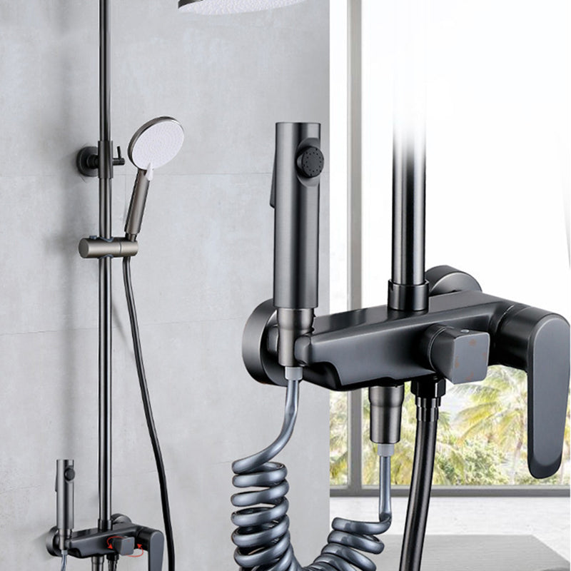 Wall Mounted Modern Square Metal Shower Adjustable Shower Head Shower Faucet Clearhalo 'Bathroom Remodel & Bathroom Fixtures' 'Home Improvement' 'home_improvement' 'home_improvement_shower_faucets' 'Shower Faucets & Systems' 'shower_faucets' 'Showers & Bathtubs Plumbing' 'Showers & Bathtubs' 6285183