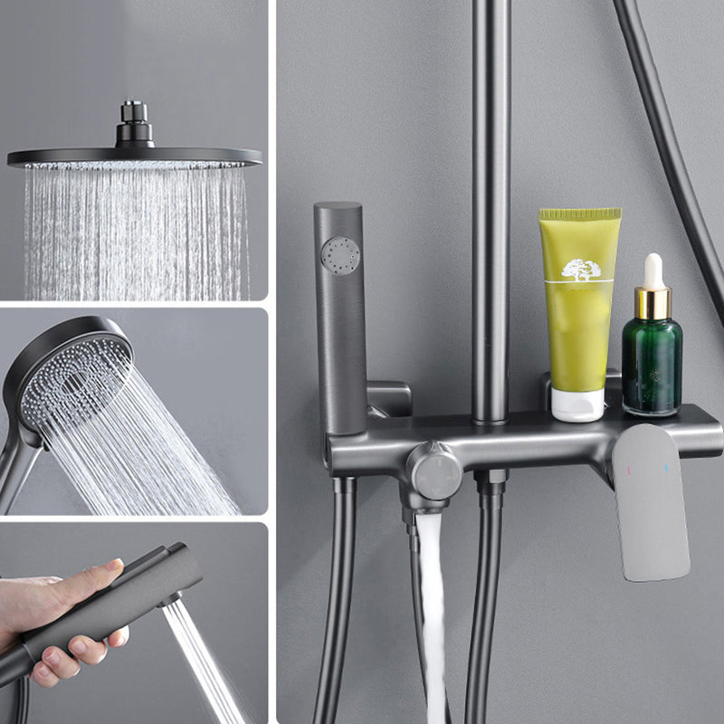 Wall Mounted Modern Square Metal Shower Adjustable Shower Head Shower Faucet Clearhalo 'Bathroom Remodel & Bathroom Fixtures' 'Home Improvement' 'home_improvement' 'home_improvement_shower_faucets' 'Shower Faucets & Systems' 'shower_faucets' 'Showers & Bathtubs Plumbing' 'Showers & Bathtubs' 6285187
