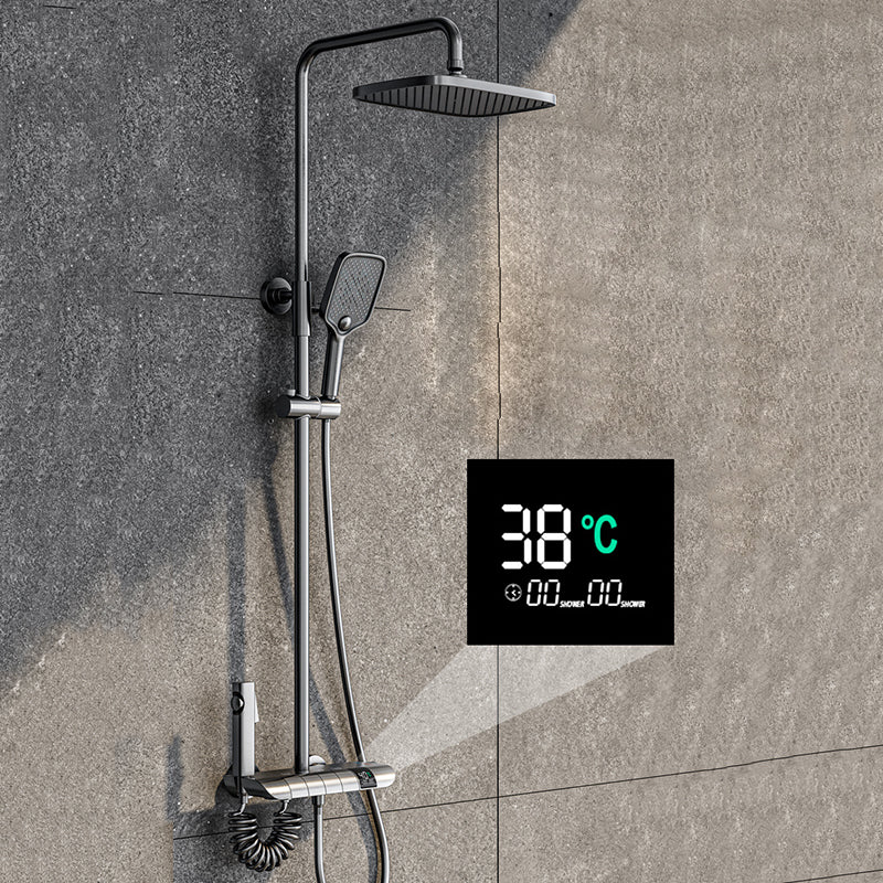 Wall Mounted Shower Arm Shower Faucet Metal Shower System with Slide Bar Clearhalo 'Bathroom Remodel & Bathroom Fixtures' 'Home Improvement' 'home_improvement' 'home_improvement_shower_faucets' 'Shower Faucets & Systems' 'shower_faucets' 'Showers & Bathtubs Plumbing' 'Showers & Bathtubs' 6285189