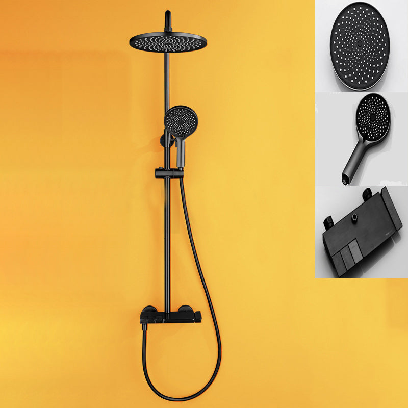 Wall Mounted Shower Arm Shower Faucet Metal Shower System with Slide Bar Black Round Clearhalo 'Bathroom Remodel & Bathroom Fixtures' 'Home Improvement' 'home_improvement' 'home_improvement_shower_faucets' 'Shower Faucets & Systems' 'shower_faucets' 'Showers & Bathtubs Plumbing' 'Showers & Bathtubs' 6285190