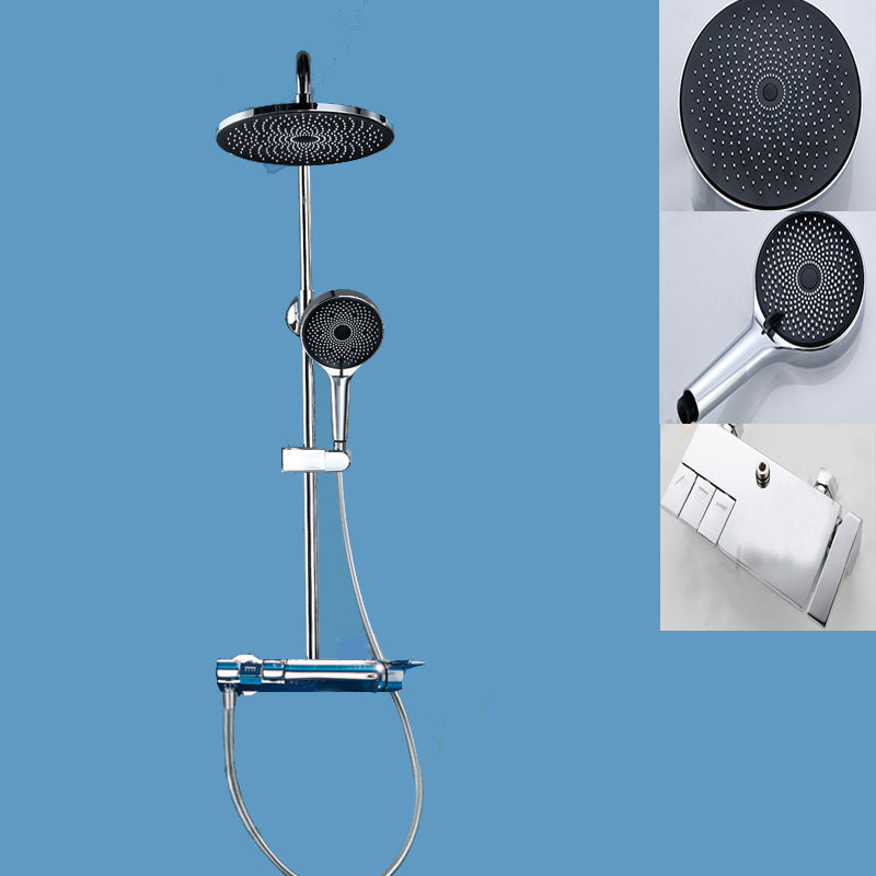 Wall Mounted Shower Arm Shower Faucet Metal Shower System with Slide Bar Silver Round Clearhalo 'Bathroom Remodel & Bathroom Fixtures' 'Home Improvement' 'home_improvement' 'home_improvement_shower_faucets' 'Shower Faucets & Systems' 'shower_faucets' 'Showers & Bathtubs Plumbing' 'Showers & Bathtubs' 6285191