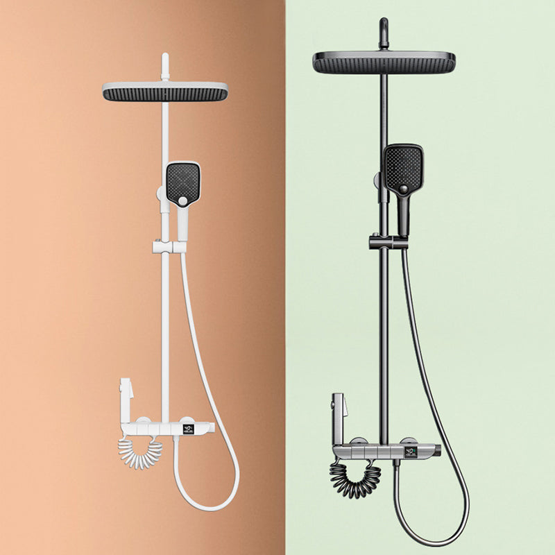 Wall Mounted Shower Arm Shower Faucet Metal Shower System with Slide Bar Clearhalo 'Bathroom Remodel & Bathroom Fixtures' 'Home Improvement' 'home_improvement' 'home_improvement_shower_faucets' 'Shower Faucets & Systems' 'shower_faucets' 'Showers & Bathtubs Plumbing' 'Showers & Bathtubs' 6285196