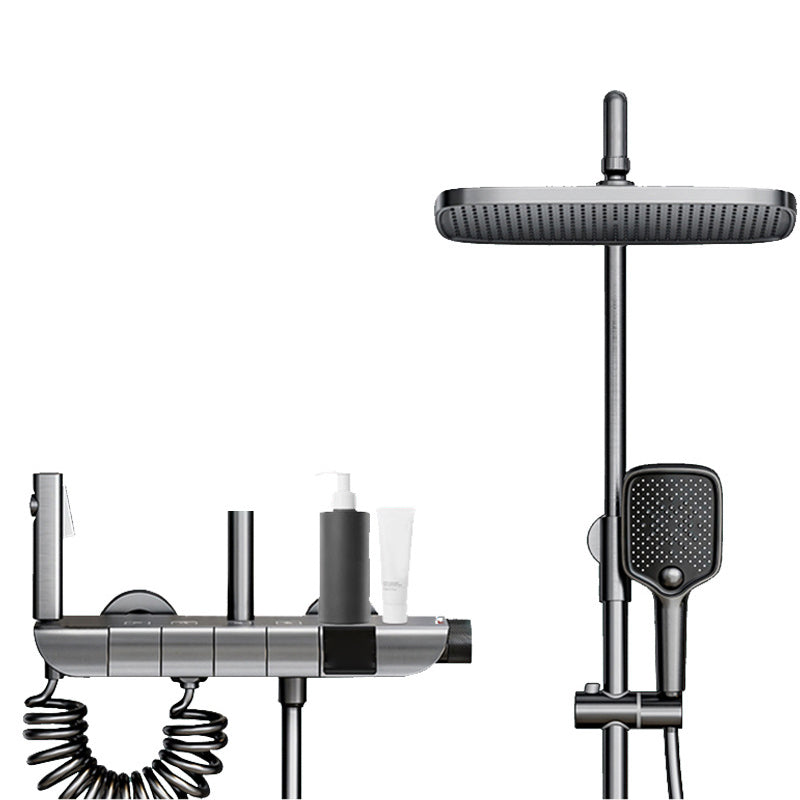 Wall Mounted Shower Arm Shower Faucet Metal Shower System with Slide Bar Clearhalo 'Bathroom Remodel & Bathroom Fixtures' 'Home Improvement' 'home_improvement' 'home_improvement_shower_faucets' 'Shower Faucets & Systems' 'shower_faucets' 'Showers & Bathtubs Plumbing' 'Showers & Bathtubs' 6285197