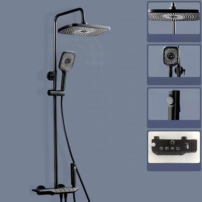 Wall Mounted Shower Arm Shower Faucet Metal Shower System with Slide Bar Black Square Clearhalo 'Bathroom Remodel & Bathroom Fixtures' 'Home Improvement' 'home_improvement' 'home_improvement_shower_faucets' 'Shower Faucets & Systems' 'shower_faucets' 'Showers & Bathtubs Plumbing' 'Showers & Bathtubs' 6285198