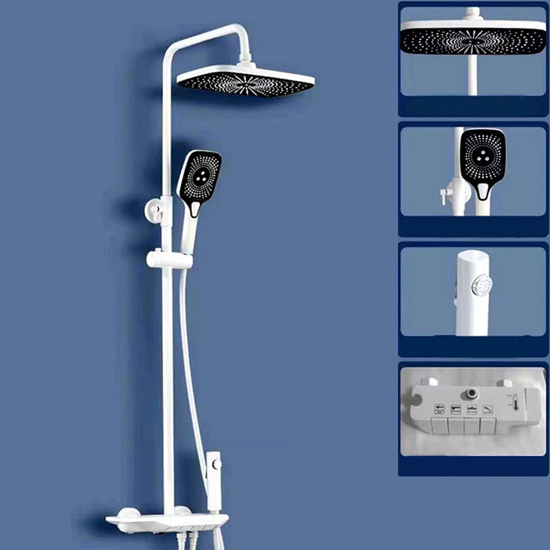 Wall Mounted Shower Arm Shower Faucet Metal Shower System with Slide Bar Ivory Square Clearhalo 'Bathroom Remodel & Bathroom Fixtures' 'Home Improvement' 'home_improvement' 'home_improvement_shower_faucets' 'Shower Faucets & Systems' 'shower_faucets' 'Showers & Bathtubs Plumbing' 'Showers & Bathtubs' 6285202