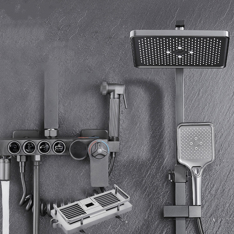 Modern Gray Shower Set 2 Shower Heads Shower System for Bathroom Clearhalo 'Bathroom Remodel & Bathroom Fixtures' 'Home Improvement' 'home_improvement' 'home_improvement_shower_faucets' 'Shower Faucets & Systems' 'shower_faucets' 'Showers & Bathtubs Plumbing' 'Showers & Bathtubs' 6285219