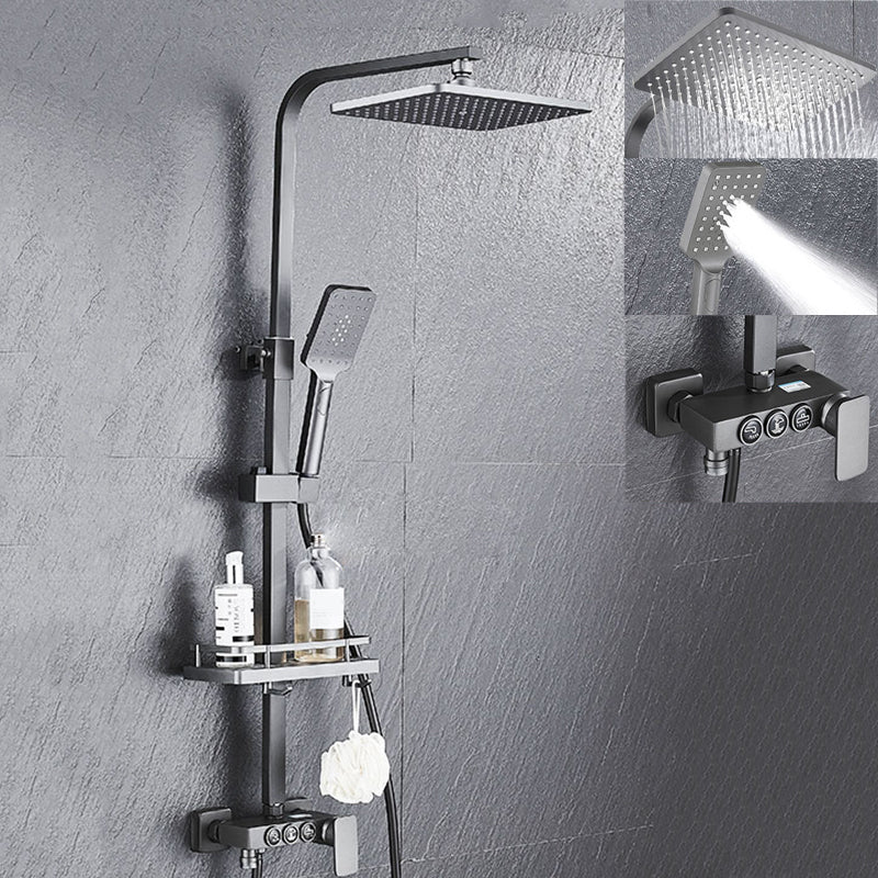 Modern Gray Shower Set 2 Shower Heads Shower System for Bathroom 3 Temperature Control Clearhalo 'Bathroom Remodel & Bathroom Fixtures' 'Home Improvement' 'home_improvement' 'home_improvement_shower_faucets' 'Shower Faucets & Systems' 'shower_faucets' 'Showers & Bathtubs Plumbing' 'Showers & Bathtubs' 6285220