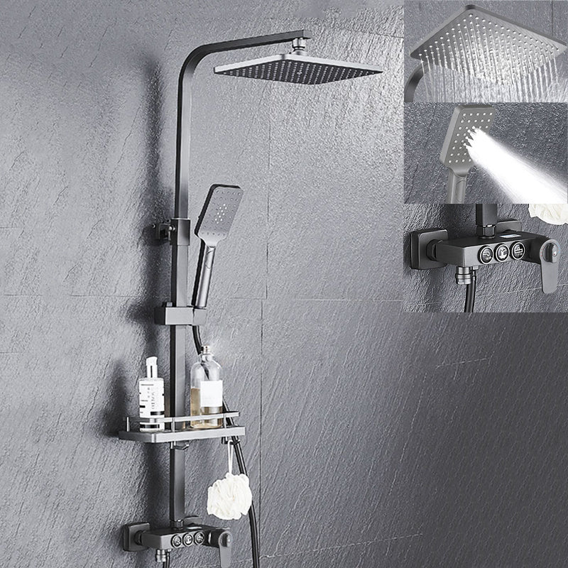 Modern Gray Shower Set 2 Shower Heads Shower System for Bathroom 3 Thermostatic Clearhalo 'Bathroom Remodel & Bathroom Fixtures' 'Home Improvement' 'home_improvement' 'home_improvement_shower_faucets' 'Shower Faucets & Systems' 'shower_faucets' 'Showers & Bathtubs Plumbing' 'Showers & Bathtubs' 6285221