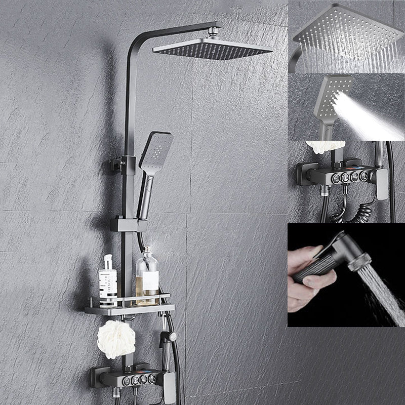 Modern Gray Shower Set 2 Shower Heads Shower System for Bathroom 4 Temperature Control Clearhalo 'Bathroom Remodel & Bathroom Fixtures' 'Home Improvement' 'home_improvement' 'home_improvement_shower_faucets' 'Shower Faucets & Systems' 'shower_faucets' 'Showers & Bathtubs Plumbing' 'Showers & Bathtubs' 6285225
